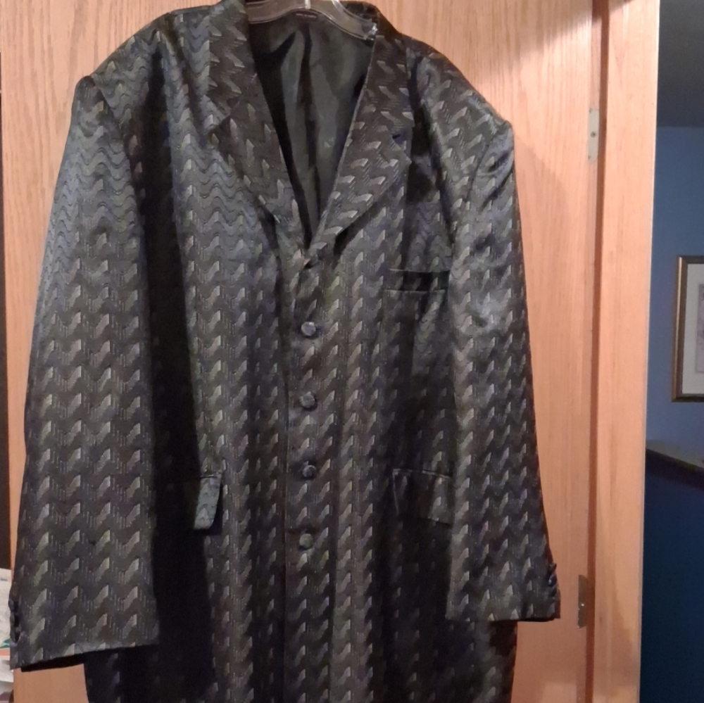 Mens Gianni Vironi Blazer Suit Coat Jacket Black/silver Shimmer 54R /50W Pockets